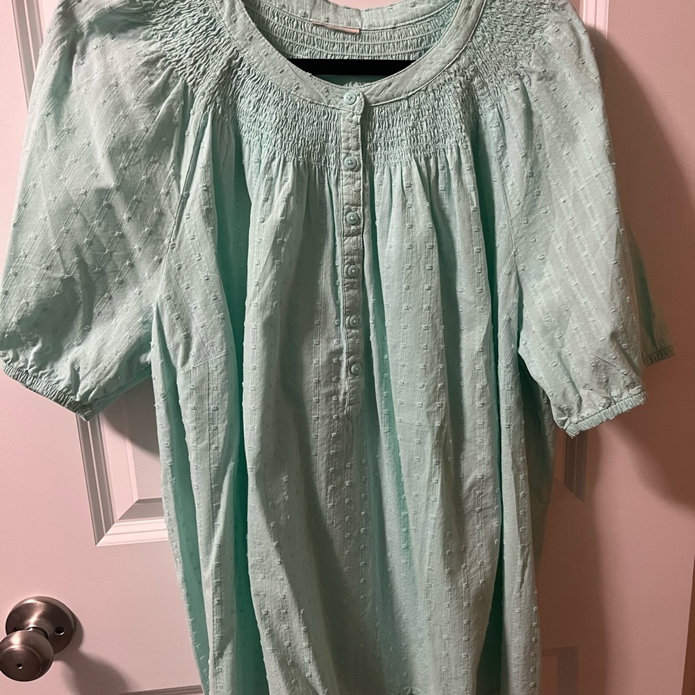 Light Green Button-Up Blouse